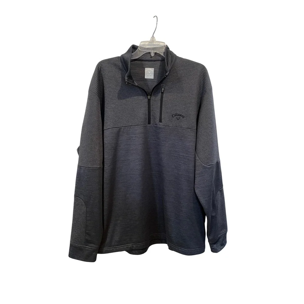 Callaway Mens Opti-Dri 1/4 Zip Pullover XL Gray Fleece Lined Golf Jacket